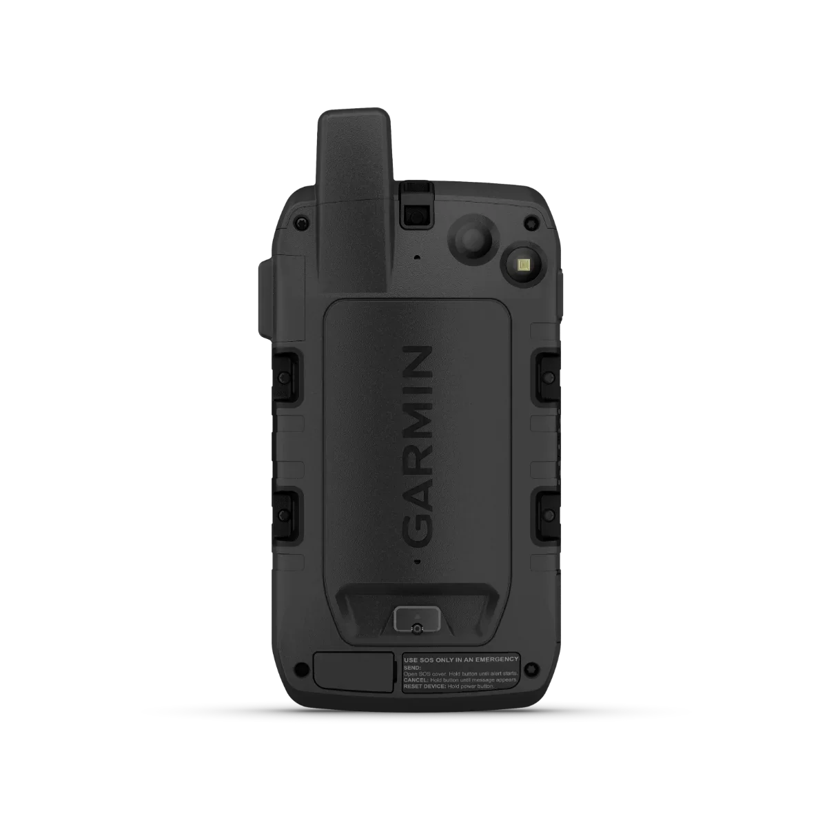 Garmin Montana 750i handheld GPS, rugged black exterior with Garmin logo on back