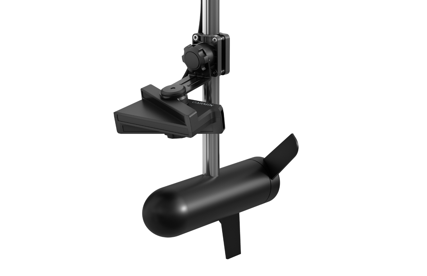 Garmin LiveScope XR System with GLS 10 and LVS62 transducer on a silver pole mount