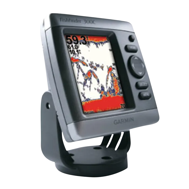 Garmin Fishfinder 300C marine sonar device, gray body and display