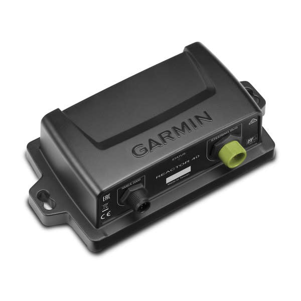 Garmin Reactor 40 course computer unit for Volvo Penta trolling motor, black with lime-green knob.