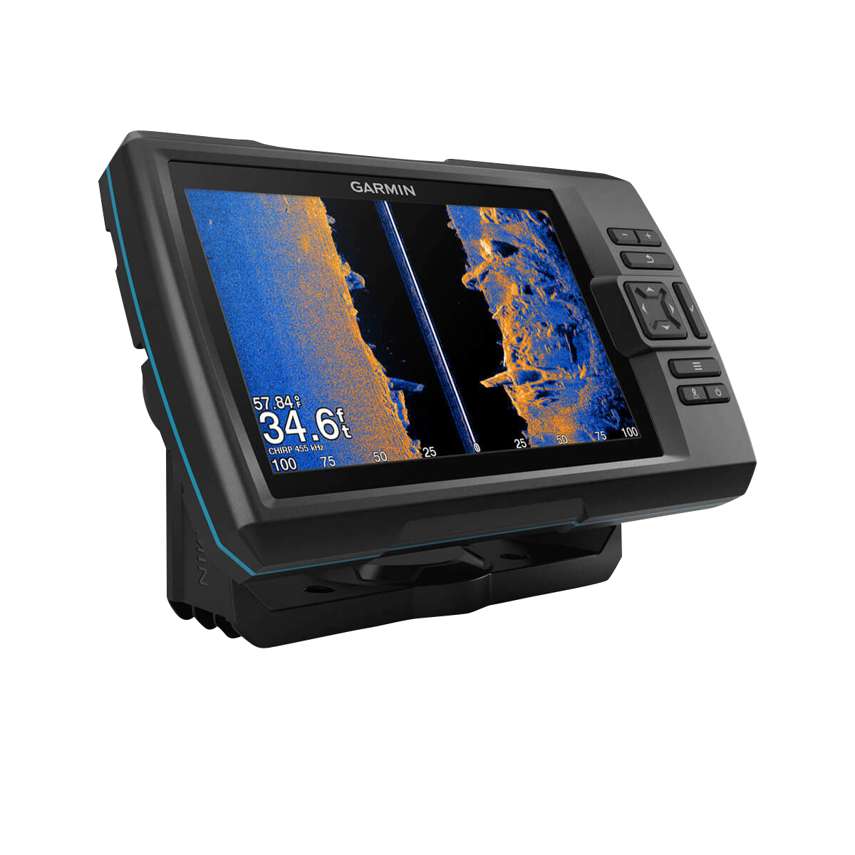 Garmin STRIKER Vivid 9sv fish finder with GT52HW-TM transducer, black marine display with blue accents