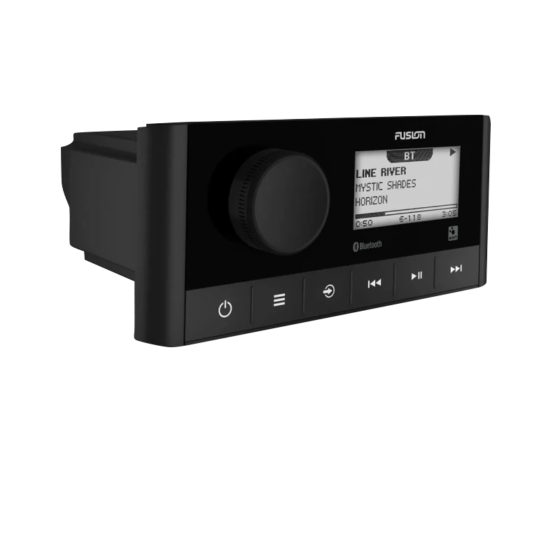 Garmin Fusion MS-RA60 marine stereo with black face and large front control knob