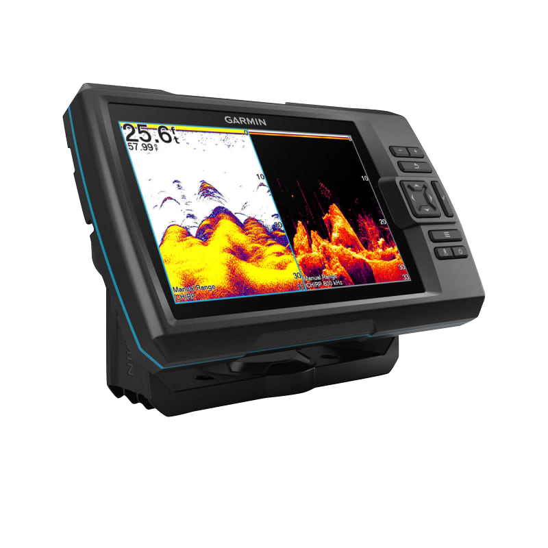 Garmin Striker Vivid 7cv fish finder with GT20-TM transducer, black rugged display unit