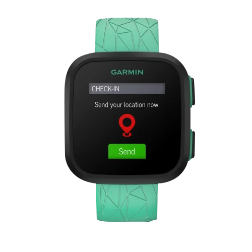 Garmin Bounce Green Burst smartwatch with green patterned strap and black face