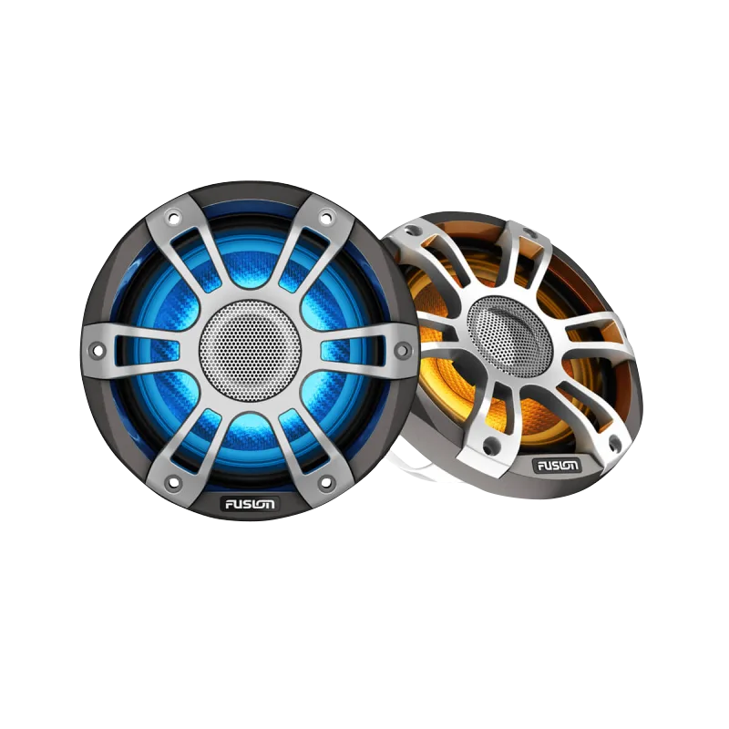 Fusion Signature Series 3i marine coaxial speakers, 6.5-inch, blue/orange CRGBW LED lighting, pair