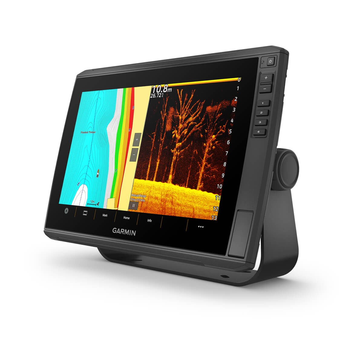 Garmin ECHOMAP Ultra 12-inch chartplotter with a black marine display