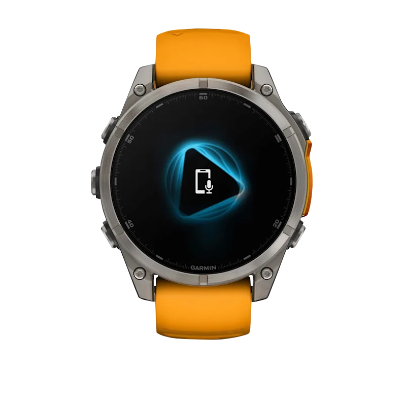 Garmin Fenix 8 smartwatch, 51 mm AMOLED Sapphire titanium case, spark orange/graphite silicone band