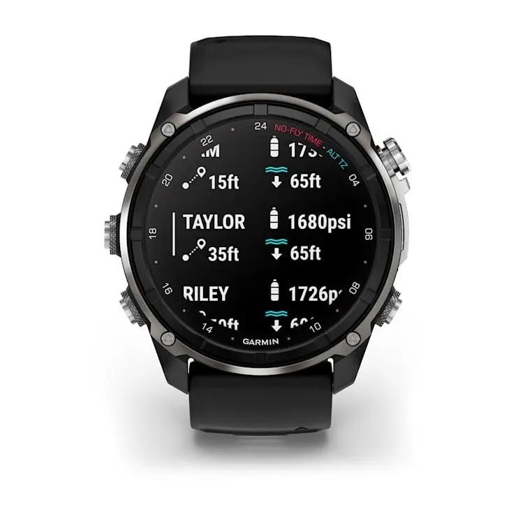 Garmin Descent Mk3i 51mm silver/black PVD titanium smartwatch with Black/Pebble Gray silicone band