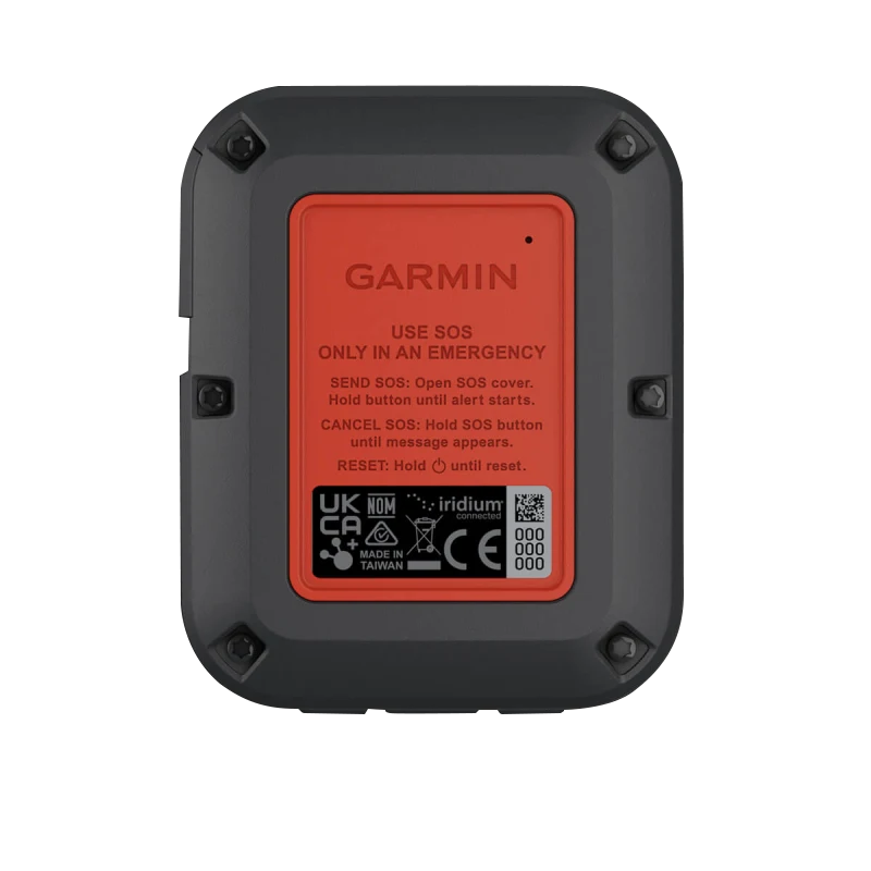 Garmin inReach Messenger SOS satellite communicator, red panel on gray rugged housing, certified refurbished