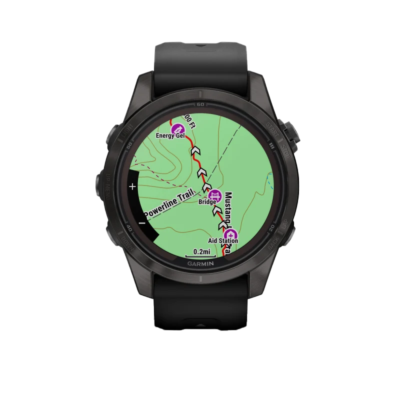 Garmin Fenix 7S Pro Sapphire Solar, Carbon Gray Titanium with Black Band (010-02776-10) by Garmin