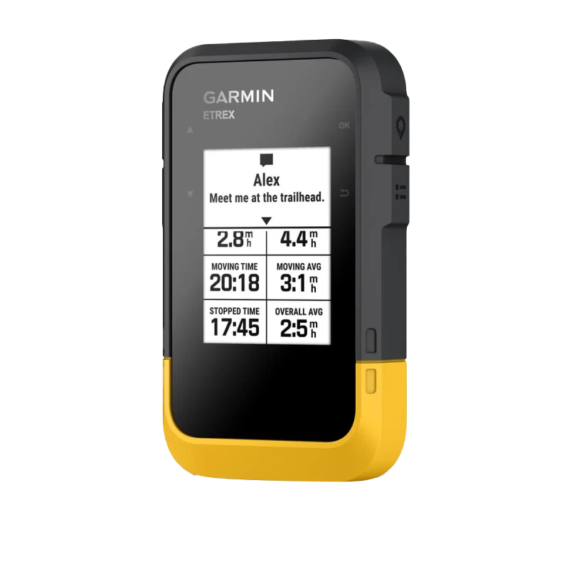 Garmin eTrex SE handheld GPS navigator with black body and yellow bumper, Garmin branding.
