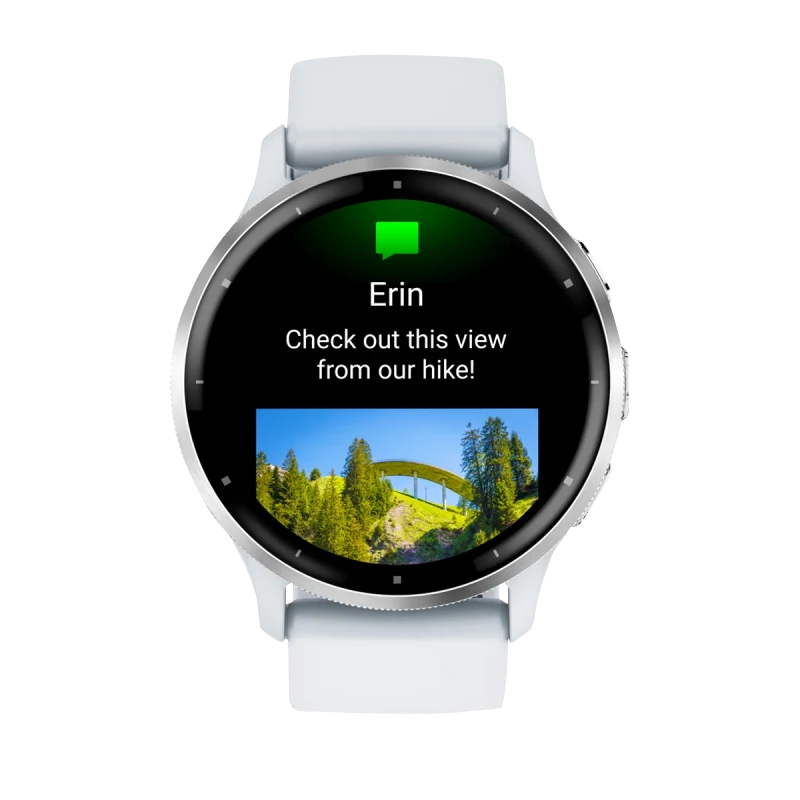 Garmin Venu 3 smartwatch, 45 mm with silver stainless-steel bezel, Whitestone case and silicone band