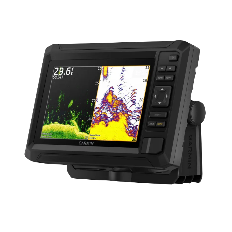 Garmin ECHOMAP UHD2 7-inch cv marine chartplotter with black rugged housing and built-in control buttons