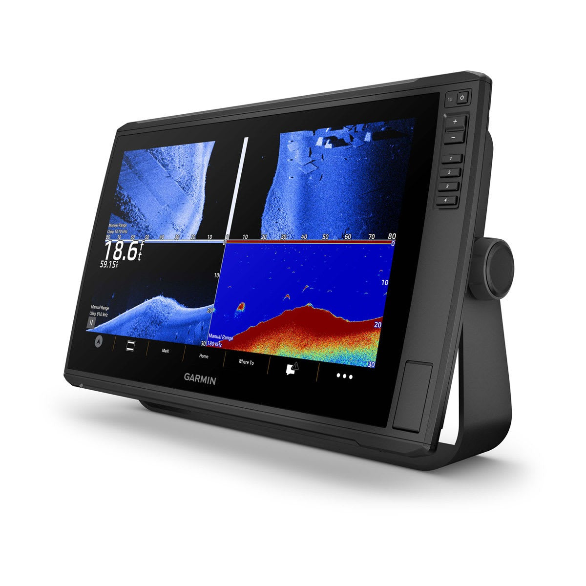 Garmin ECHOMAP Ultra 2 16-inch chartplotter with GT56UHD-TM transducer, black marine GPS display