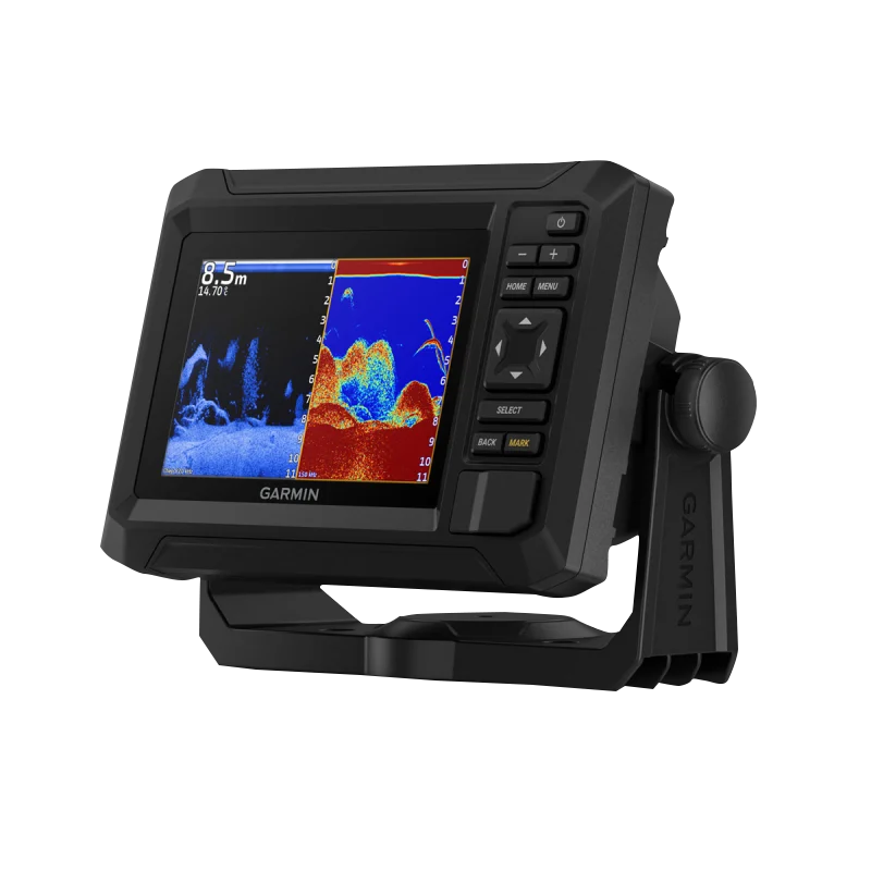 Garmin ECHOMAP UHD2 5in CV chartplotter with GT20-TM transducer, color sonar display on rugged marine-grade unit