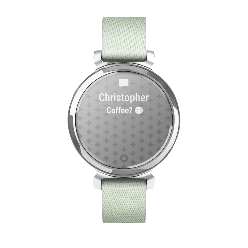 Garmin Lily 2 Classic smartwatch, silver case with sage gray nylon band, Garmin Certified Refurbished