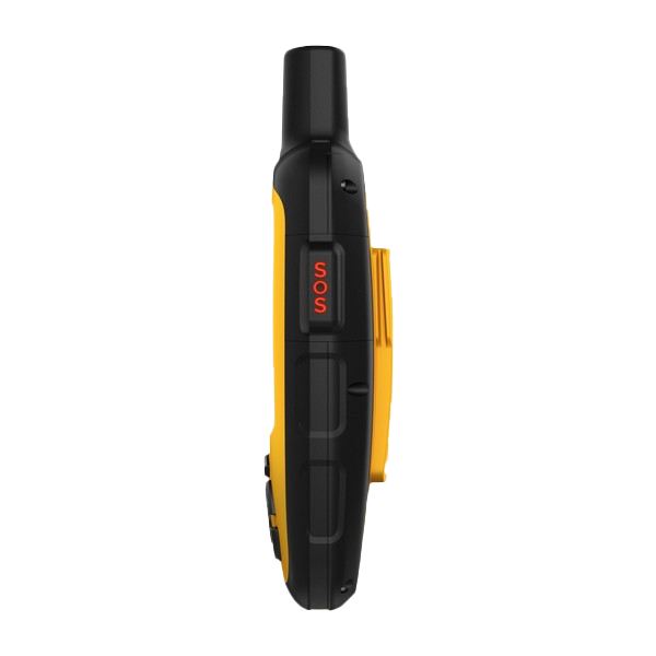 Garmin inReach SE+ satellite communicator, rugged yellow and black device with SOS button.
