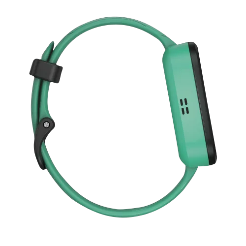Garmin Bounce Green Burst smartwatch with green silicone band.