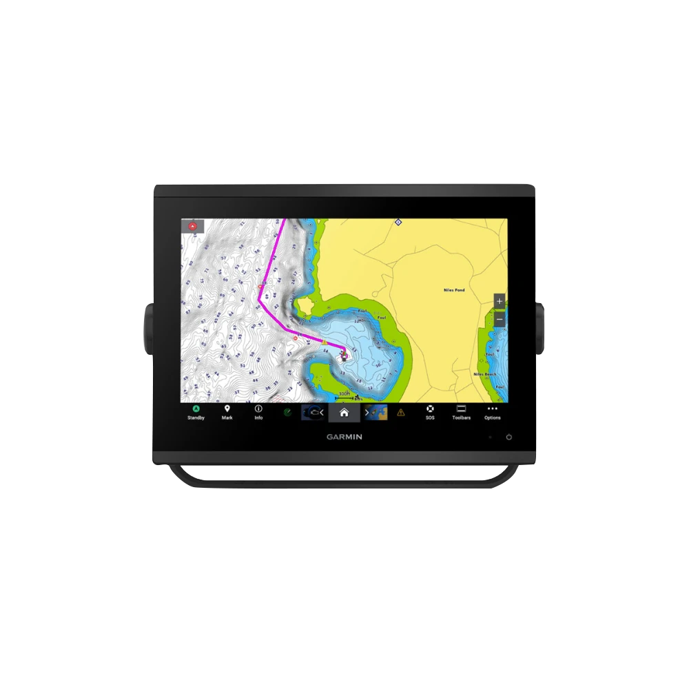 Garmin GPSMAP 1243xsv marine chartplotter with black bezel and color map display