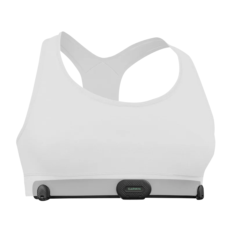 Garmin HRM-Fit heart rate monitor chest strap in white with gray module, model 010-13314-00