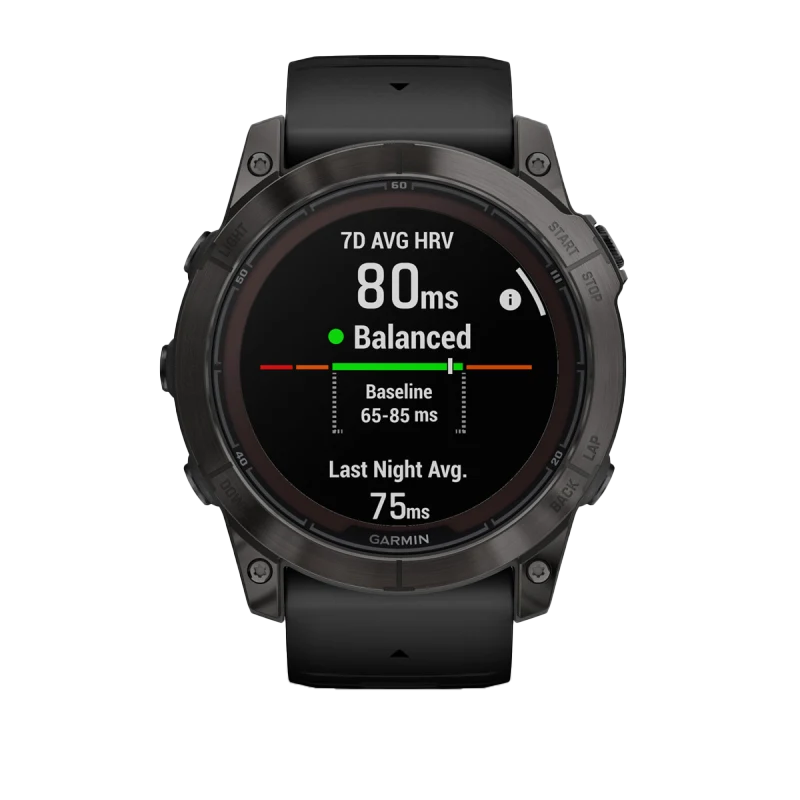Garmin Fenix 7X Pro Sapphire Solar smart watch, carbon gray titanium case with black band (010-02778-10)