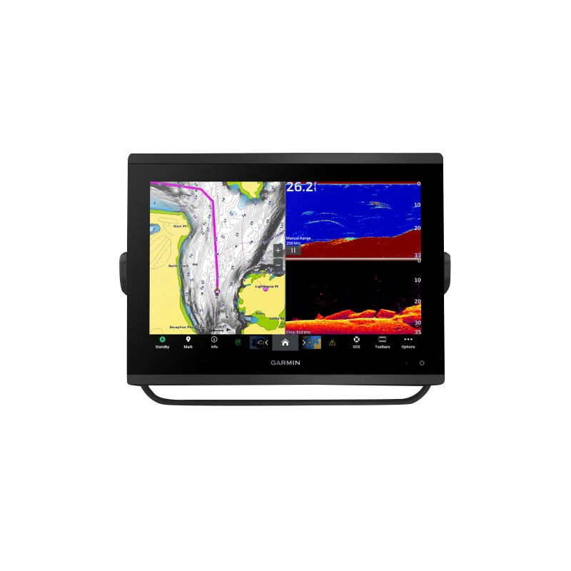 Garmin GPSMAP 1243xsv marine chartplotter with SideVu, ClearVu and CHIRP sonar and mapping display