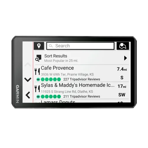 Garmin Zumo XT2 motorcycle GPS navigator with 6-inch touchscreen, model 010-02781-00, showing 3 nearby places