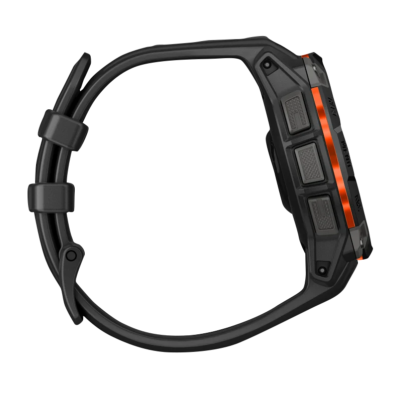 Garmin Instinct 3 Solar smartwatch, 45mm, black case with black band and orange side accents