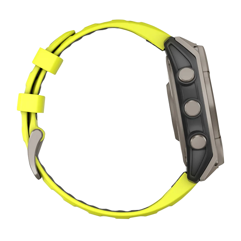 Garmin Fenix 8 smartwatch, 47 mm AMOLED, titanium case with neon yellow silicone band