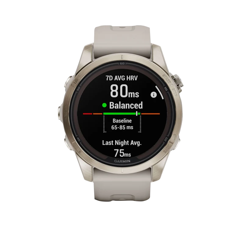 Garmin Fenix 7S Pro Sapphire Solar smart watch, soft gold case with light sand band, certified refurbished