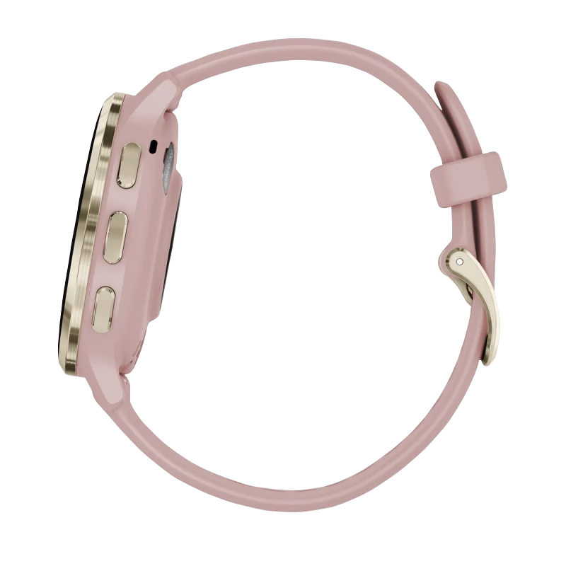 Garmin Venu 3S smartwatch, 41mm soft gold bezel with dust rose silicone band