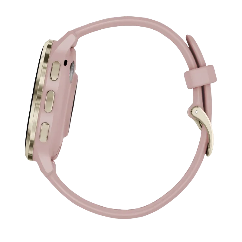 Garmin Venu 3S smartwatch, 41mm soft gold bezel with dust rose silicone band