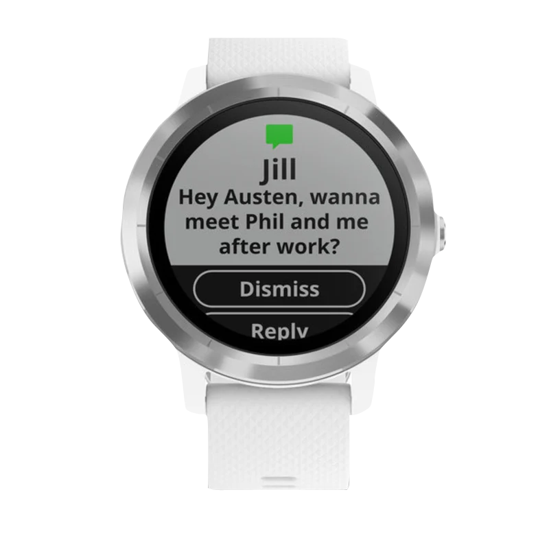 Garmin Vivoactive 3 smartwatch, white with stainless steel bezel, certified refurbished