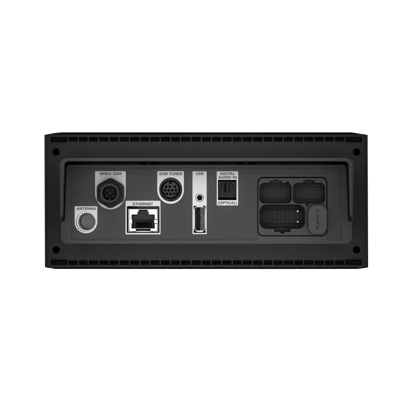 Garmin Fusion Apollo MS-RA770 marine stereo rear panel with built-in Wi‑Fi