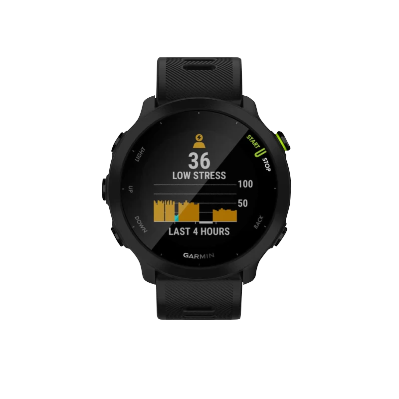 Garmin Forerunner 55 smartwatch, black, certified refurbished.