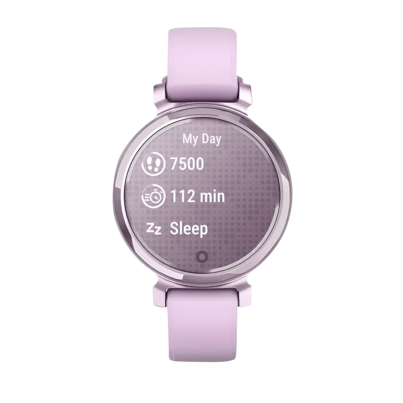 Garmin Lily 2 smartwatch in metallic lilac with lilac silicone band, Garmin Certified Refurbished