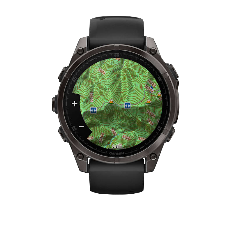Garmin Fenix 8 smartwatch, 51 mm AMOLED Sapphire, Carbon Gray DLC Titanium with black/pebble gray silicone band