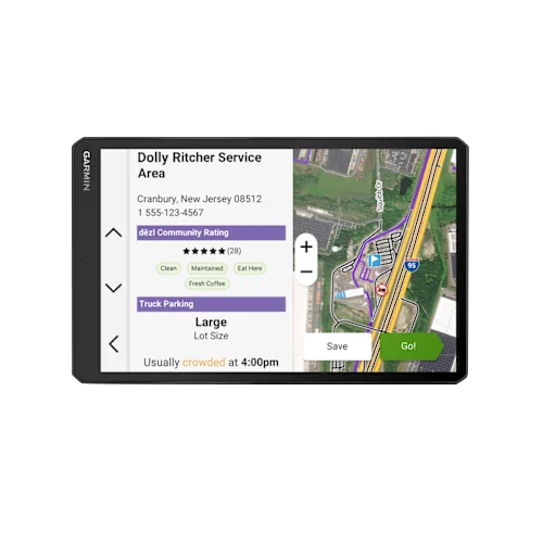 Garmin Dezl OTR1020 10-inch GPS truck navigator with map display, black bezel