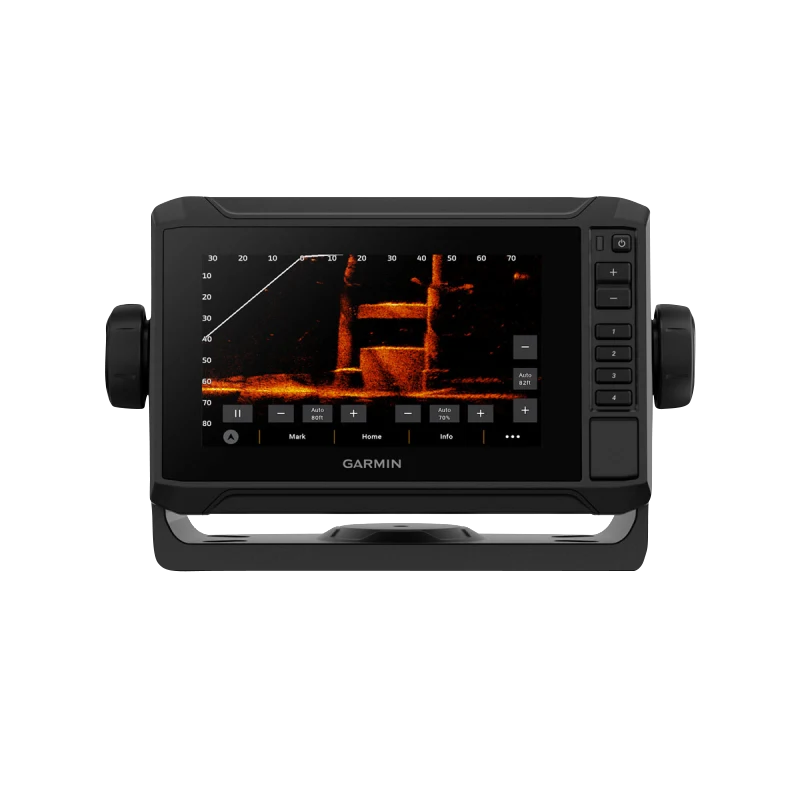 Garmin ECHOMAP UHD2 6-inch sv marine chartplotter with dual side knobs and Garmin logo