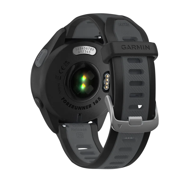 Garmin Forerunner 165 smartwatch with black/slate gray silicone strap
