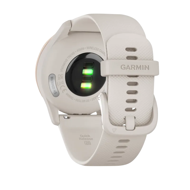 Garmin Vívomove Trend Peach Gold Stainless Steel Bezel with Ivory Case and Silicone Band (Garmin Certified Refurbished) by Garmin