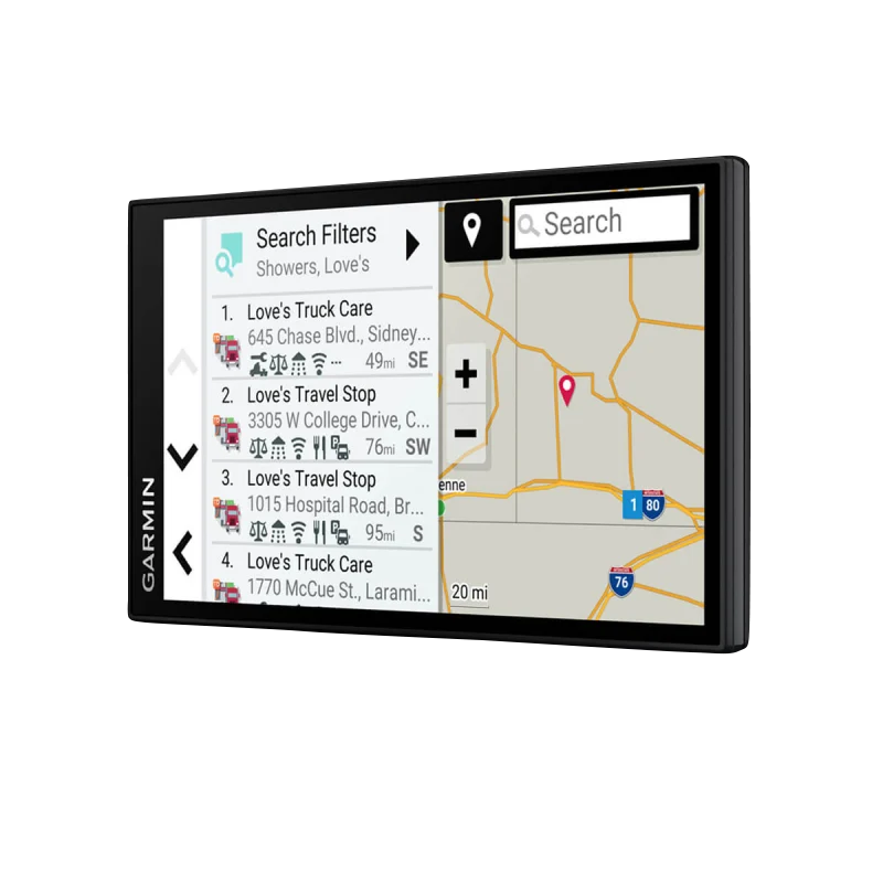 Garmin Dezl OTR610 6-inch GPS Truck Navigator, certified refurbished, map display showing routes