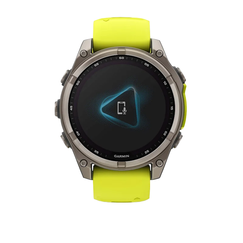 Garmin Fenix 8 smartwatch, 47 mm AMOLED, titanium bezel, neon yellow silicone band