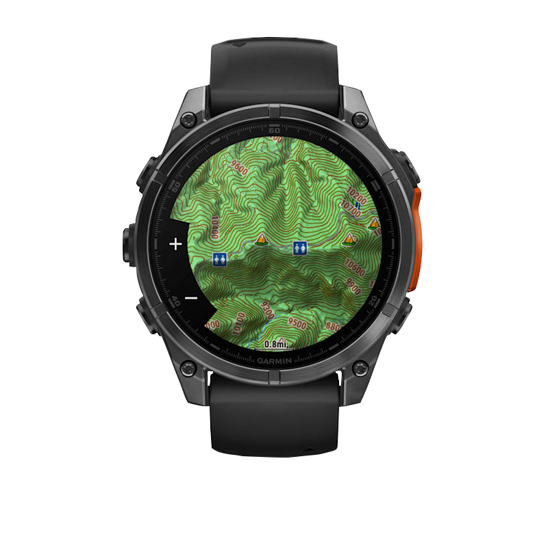 Garmin Fenix 8 smartwatch, slate gray bezel with black silicone band, 51 mm AMOLED display