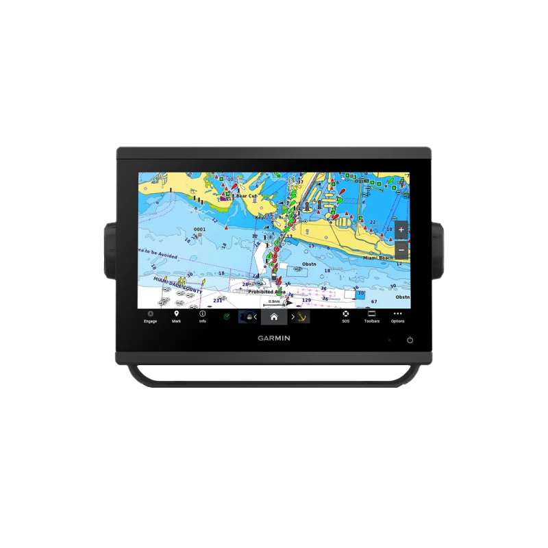 Garmin GPSMAP 923xsv marine chartplotter with SideVü, ClearVü and CHIRP sonar on a black display unit