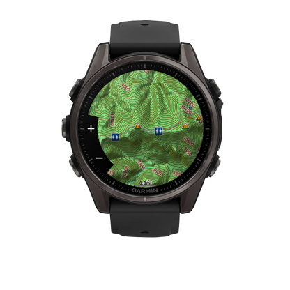 Garmin Fenix 8, AMOLED 43mm, Sapphire Carbon Gray DLC Titanium with Black/Pebble Gray Silicone Band (010-02903-20) by Garmin