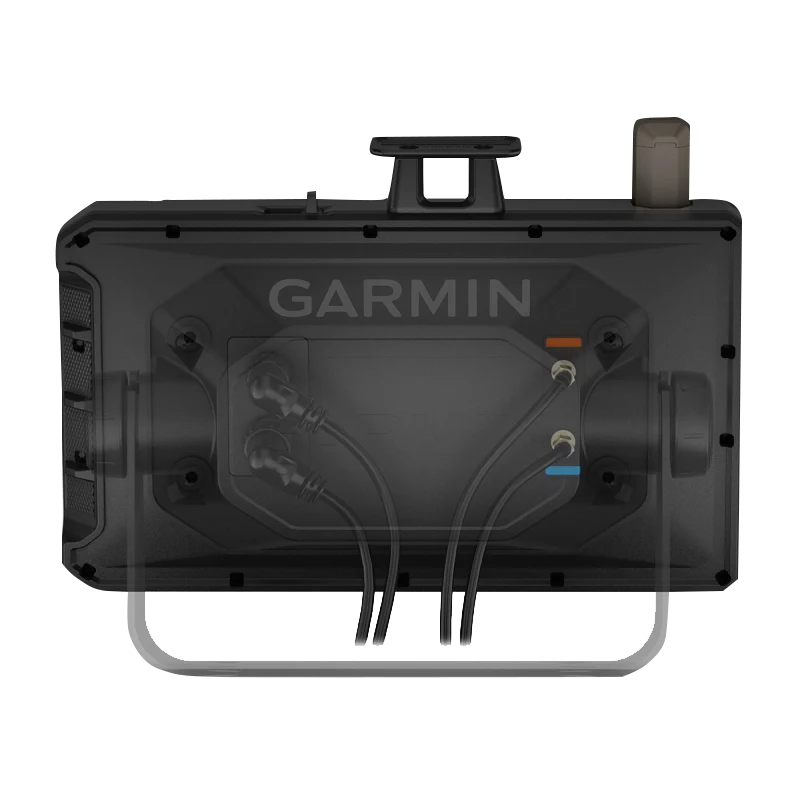 Garmin Tread XL Baja Race Edition 10-inch off-road navigator, back view with port cables