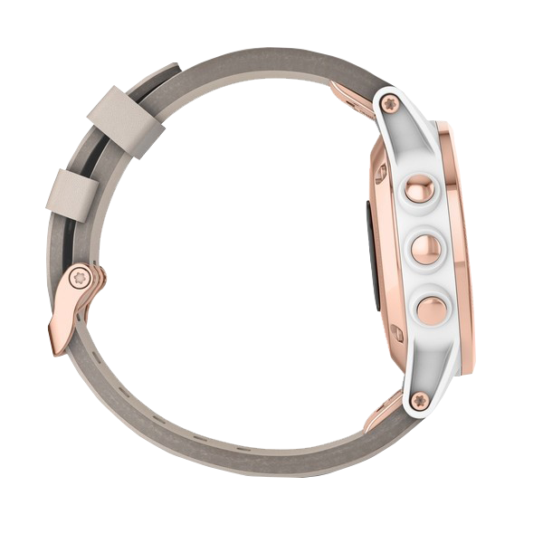 Garmin D2 Delta S Aviator GPS smartwatch with beige leather band and rose-gold case.