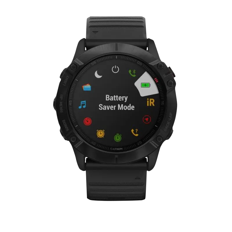 Garmin Fenix 6X Pro smartwatch, black case with black band, certified refurbished