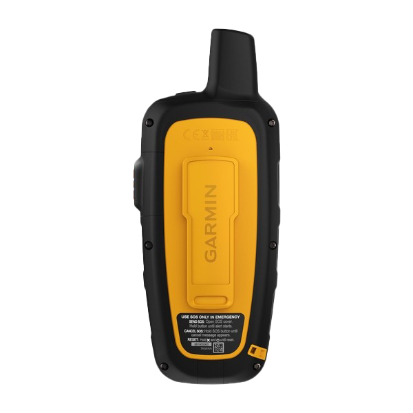 Garmin inReach SE+ satellite communicator, rugged black device with yellow back panel